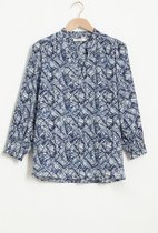 Sissy-Boy - Donkerblauwe blouse met all over print en lurex