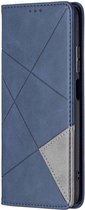 Xiaomi Redmi Note 10/10S Hoesje Portemonnee Book Case Geometrie Blauw