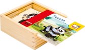 Puzzle Bino Panda & Petite Taupe Junior 12 Cm Bois 17 pièces