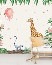 Dieren Behang - Giraf  Mural - Behangpapier Slaapkamer - 400cm x 280cm - Mat Vliesbehang - Creative Lab Amsterdam