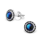 Aramat jewels ® - 925 sterling zilveren oorbellen abalone donker blauw