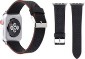 By Qubix Dot Pattern Leren bandje - Zwart - Geschikt voor Apple Watch 38mm - 40mm - 41mm - Compatible Apple watch bandje - smartwatch bandje leder