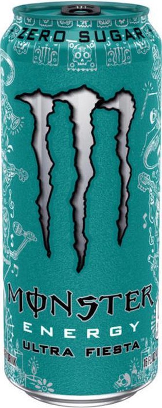 Monster Energy Ultra Fiesta Mango - Preworkout Energiedrank met Mango Smaak - 160 mg Cafeïne - 12x500ml - Monster Energy