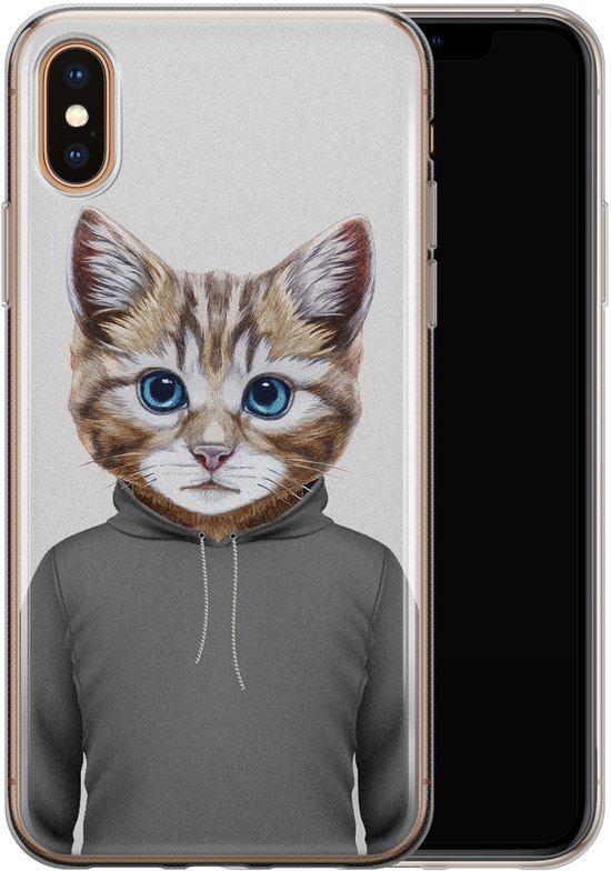 iPhone X / XS - Chat mignon | Coque Apple iPhone Xs | Étui en Siliconen TPU | Couverture arrière transparente