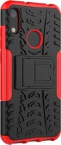 Huawei Y6s Hoesje - Mobigear - Tire Serie - Hard Kunststof Backcover - Zwart / Rood - Hoesje Geschikt Voor Huawei Y6s