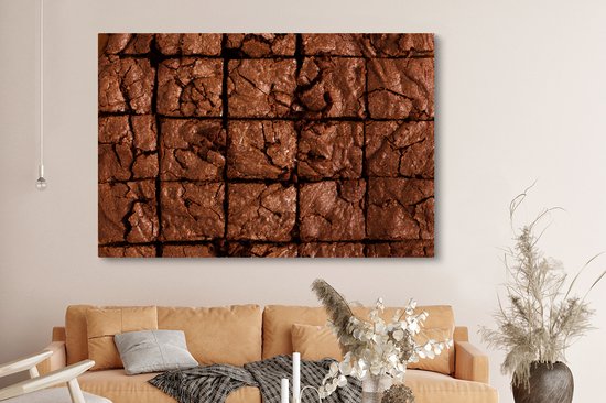 Canvas schilderij 150x100 cm - Wanddecoratie Beeldvullende brownies - Muurdecoratie woonkamer - Slaapkamer decoratie - Kamer accessoires - Schilderijen