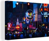 Éclairage néon à Beale Street à Memphis 180x120 cm - Tirage photo sur toile (Décoration murale salon / chambre) XXL / Groot format!