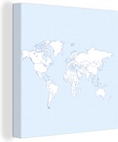 Carte du monde minimaliste sur toile de fond damier bleu 2cm