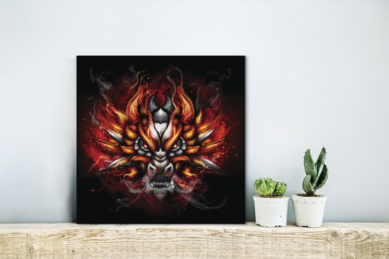 Peintures - Illustration d'un dragon de feu - 20x20 cm - Décoration murale