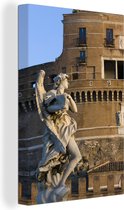 Engel devant le Castel Sant'Angelo à Rome 90x140 cm - Tirage photo sur toile (Décoration murale salon / chambre) / Villes européennes Peintures sur toile