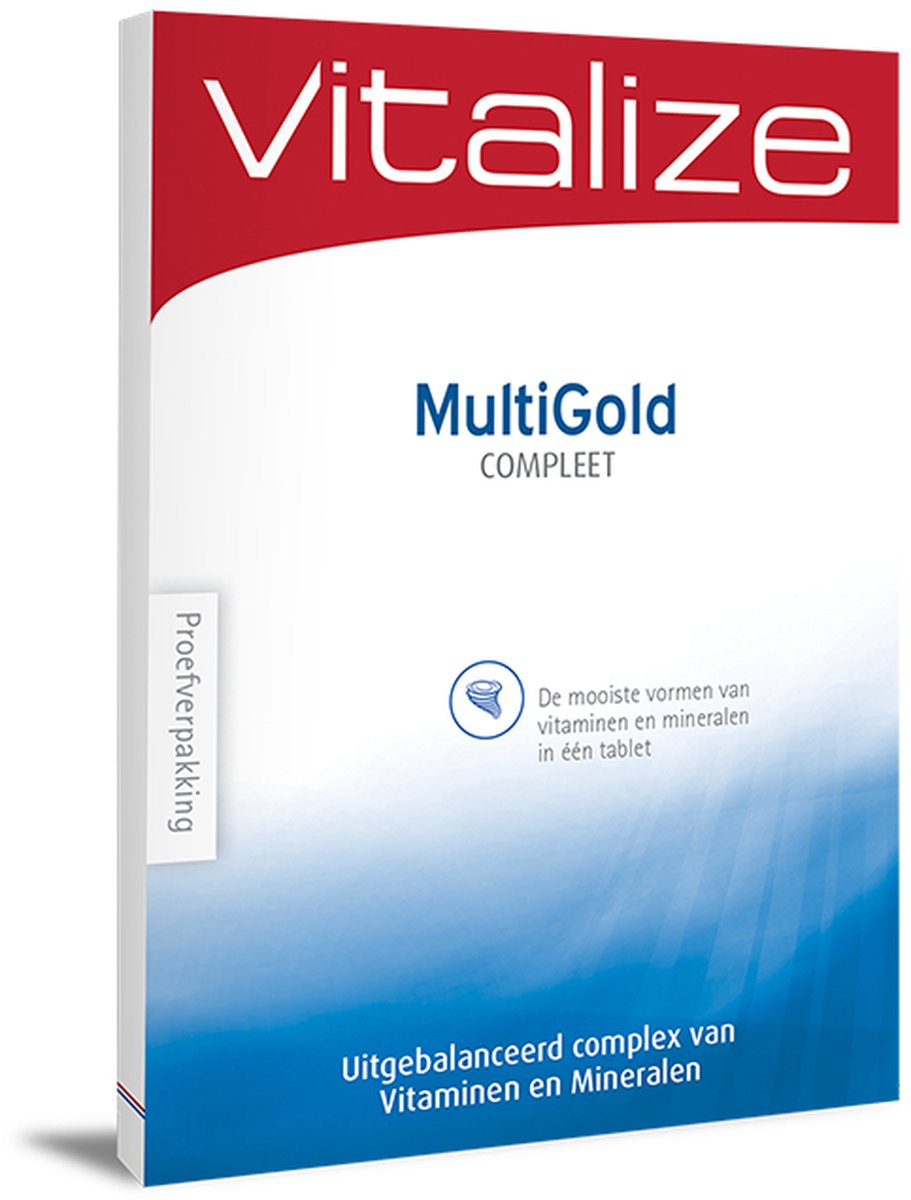 Vitalize MultiGold Compleet 20 tabletten Proefverpakking - De absolute nummer 1 Multivitamine - Alle benodigde vitaminen, B-vitaminen in de actieve vorm, mineralen, spoorelementen en bio-actieve stoffen