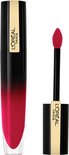 L'Oréal Paris Brilliant Signature lippenstift in roze met zwarte en gouden huls.