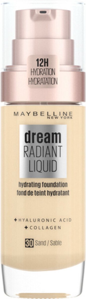 Maybelline New York - Dream Radiant Liquid - 30 Sand - Foundation Geschikt voor de Droge Huid met Hyaluronzuur - 30 ml - Maybelline