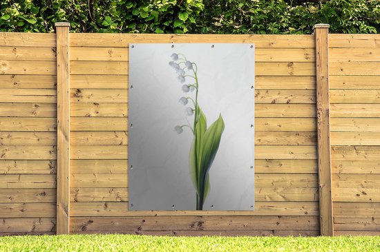 Tuinposter 120x160 cm - Tuindecoratie Een portretbeeld van een Lelietje van Dalen - Poster voor in de tuin - Buiten decoratie - Schutting tuinschilderij - Tuindoek muurdecoratie - Wanddecoratie balkondoek