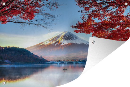 Tuinposters buiten De Japanse Fuji berg in Azië tijdens de herfst - 90x60 cm - Tuindoek - Buitenposter