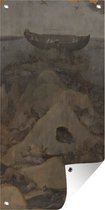 Tuinposter The hell and the flood - schilderij van Jheronimus Bosch - 40x80 cm - Wanddecoratie Buiten - Tuinposter - Tuindoek - Schuttingposter - Tuinschilderij