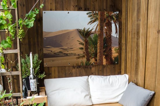 Affiche jardin palmiers marocains et dunes à Merzouga près de l'Erg Chebbi - 120x90 cm