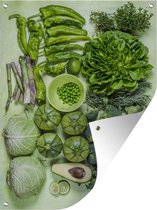 Affiche de jardin légumes verts sur la table en vrac 60x80 cm - Toile de jardin / Toile d'extérieur / Peintures d'extérieur (décoration de jardin)