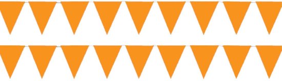 2x stuks sterke oranje vlaggenlijnen 3.5 meter voor binnen en buiten - 12 vlaggetjes - Nederland oranje supporters versiering