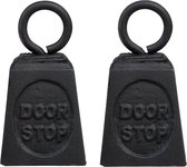 2x stuks deurstoppers gewicht gietijzer zwart 13 cm - Deurstop/deurvastzetter