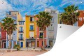 Tuinposter - Tuindoek - Tuinposters buiten - Fel gekleurde huizen in Villajoyosa, Spanje - 120x80 cm - Tuin