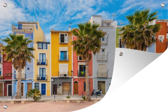 Tuinposter - Fel gekleurde huizen in Villajoyosa, Spanje