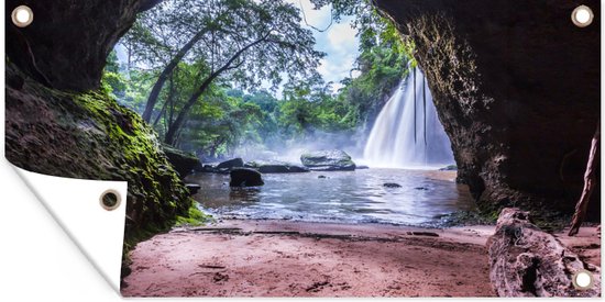 Wanddecoratie buiten Watervallen in het Nationaal park Na Haew in Thailand - 160x80 cm - Tuindoek - Buitenposter