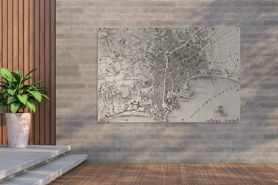 Illustration d'une ancienne carte de Napoli affiche de jardin 180x120 cm - Toile de jardin / Toile d'extérieur / Peintures d'extérieur (décoration de jardin) XXL / Groot format!