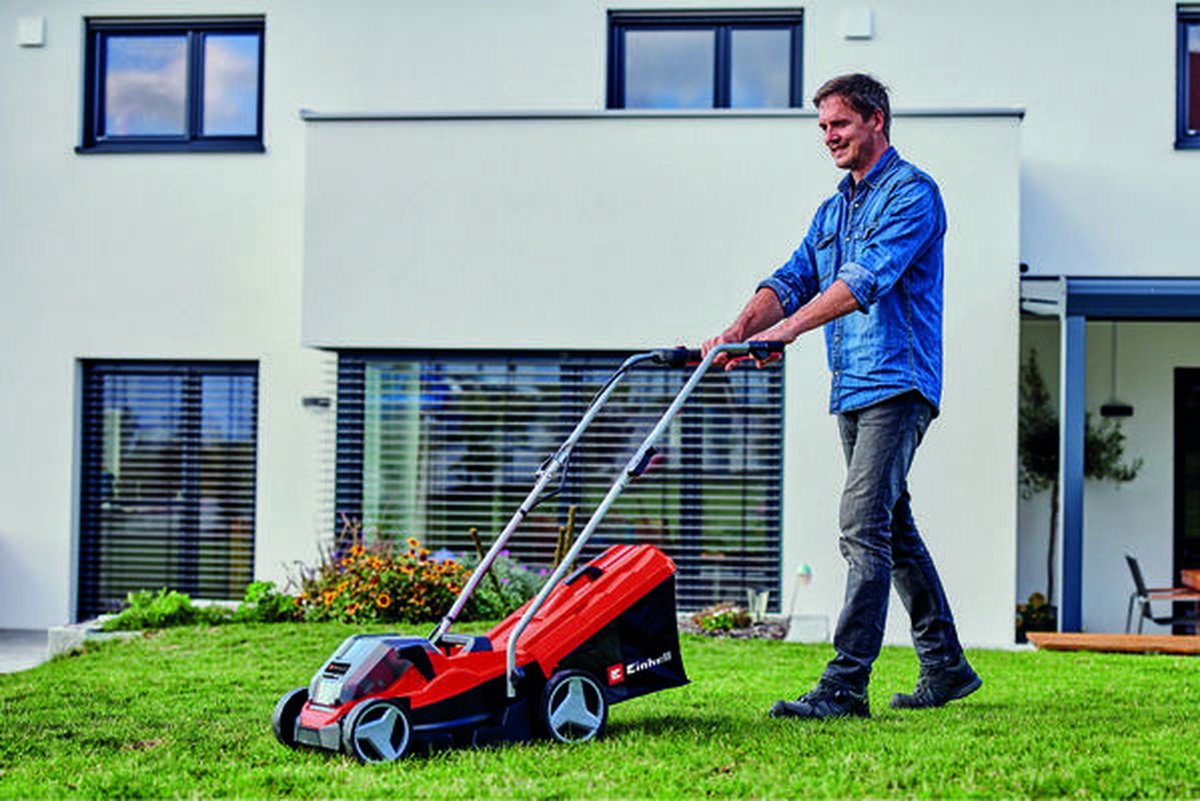 Einhell Accu Grasmaaier GE-CM 36/33 Li Kit - Power X-Change - 36 V/Li-ion - Maaibreedte 33 cm - Aanbevolen gazonoppervlakte: tot 250 m² - 30 L opvangbak - Maaihoogte: 25-65 mm - Incl. 2x 2.5Ah accu + 2x oplader – foto 6
