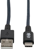Tripp-Lite U038-006-GY-MAX Heavy-Duty USB-A to USB-C Cable - M/M, USB 2.0, UHMWPE and Aramid Fibers, Gray, 6 ft. (1.8 m) TrippLite