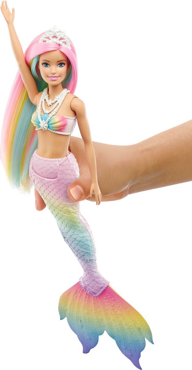 Barbie Dreamtopia poupée sirène lumière et danse aquatique dans l'eau  arc-en-ciel blonde Couleurs et Lumières