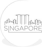 WallCircle - Wandcirkel ⌀ 90 - Skyline "Singapore" wit - Ronde schilderijen woonkamer - Wandbord rond - Muurdecoratie cirkel - Kamer decoratie binnen - Wanddecoratie muurcirkel - Woonaccessoires