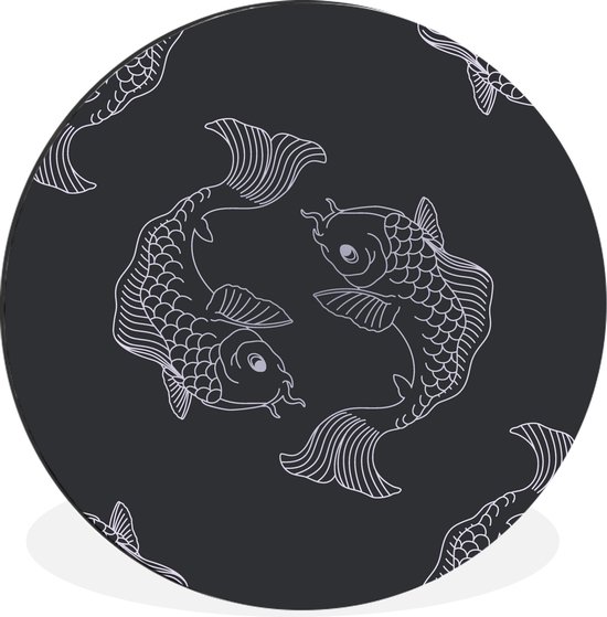 WallCircle - Wandcirkel - Muurcirkel - Koi vissen in harmonie - Aluminium - Dibond - ⌀ 60 cm - Binnen en Buiten