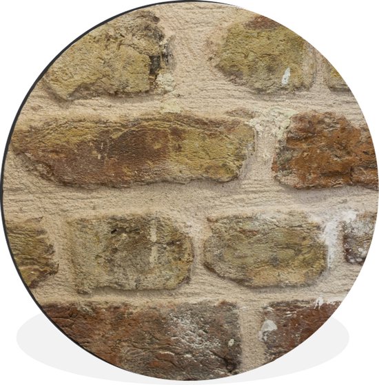 WallCircle - Wandcirkel - Muurcirkel - Antieke muur van bakstenen - Aluminium - Dibond - ⌀ 60 cm - Binnen en Buiten