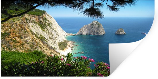 Sticker Muursticker Zakhyntos - Côte grecque de Keri sur Zakynthos - 120x60 cm - film adhésif autocollant - sticker mural repositionnable