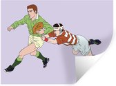 Muurstickers - Sticker Folie - Een illustratie van twee personen tijdens rugby - 160x120 cm - Plakfolie - Muurstickers Kinderkamer - Zelfklevend Behang XXL - Zelfklevend behangpapier - Stickerfolie