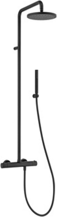 Plieger Napoli douchesysteem thermostatisch met hoofddouche Ø20cm met handdouche staafmodel m.1 stand mat zwart BU85RM2151NE
