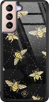 Samsung S21 hoesje glass - Bee yourself | Samsung Galaxy S21  case | Hardcase backcover zwart