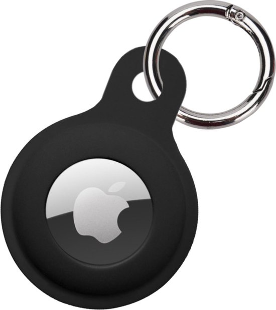 Hoesje Geschikt voor Apple AirTag Hoesje Sleutelhanger Houder - Siliconen Hoesje Geschikt voor Apple AirTag Hoesje - Zwart