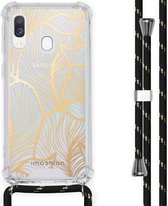 iMoshion Design hoesje met koord voor de Samsung Galaxy A40 - Bladeren - Goud