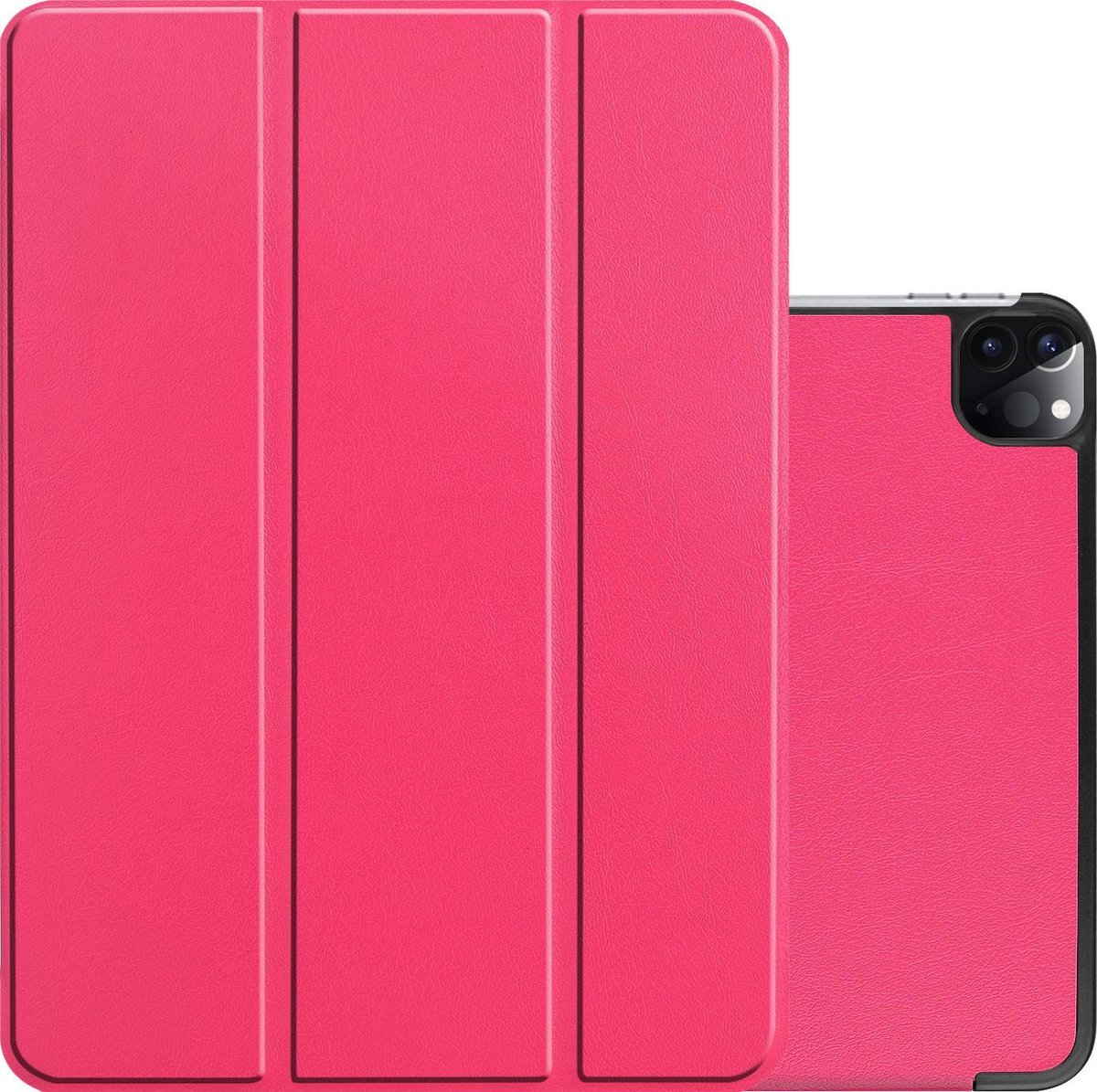 Hoes - Geschikt voor Apple iPad Pro (2021) - 11 inch - 3e generatie - Dun & Stevig - Trifold Bookcase - Hard Cover - Hardcover Book Case - Tablet Hoesje - Donkerroze