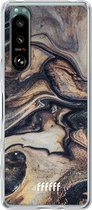 6F hoesje - geschikt voor Sony Xperia 5 III -  Transparant TPU Case - Wood Marble #ffffff