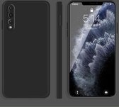 Voor Huawei P20 Pro effen kleur imitatie vloeibare siliconen rechte rand valbestendige volledige dekking beschermhoes (zwart)