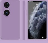 Voor Huawei P50 Pro effen kleur imitatie vloeibare siliconen rechte rand valbestendige volledige dekking beschermhoes (paars)