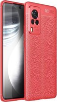 Voor vivo X60 Pro (internationale versie) Litchi Texture TPU schokbestendig hoesje (rood)