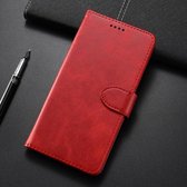 Horizontale lederen flip-hoes met kalfsstructuur voor Huawei Honor 8X, met houder en kaartsleuven en portemonnee (rood)