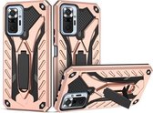 Voor Xiaomi Redmi Note 10 Pro schokbestendig TPU + pc-beschermhoes met houder (roségoud)