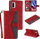 Voor Xiaomi Redmi K40 Stiksels Kalfsstructuur Horizontale Flip Leren Case met Houder & Kaartsleuven & Portemonnee (Rood)