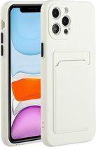 Card Slot Design Shockproof TPU beschermhoes voor iPhone 12 Pro (wit)