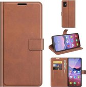 Voor ZTE V2020 Smart Retro Kalfspatroon Gesp Horizontale Flip Leren Case met Houder & Kaartsleuven & Portemonnee (Lichtbruin)